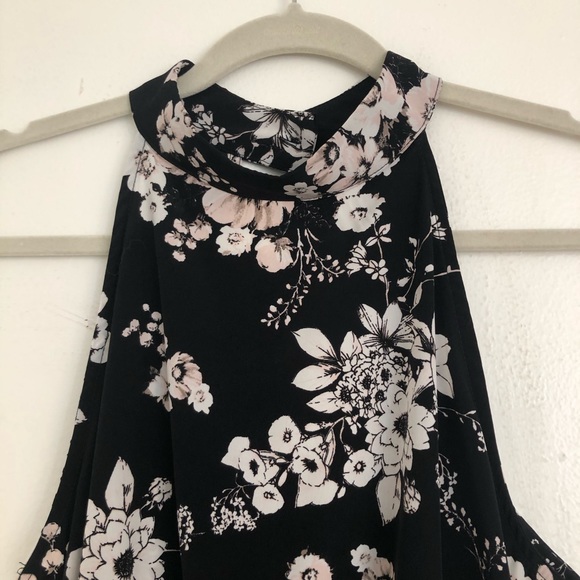 Black Floral Halter Romper - Picture 3 of 7